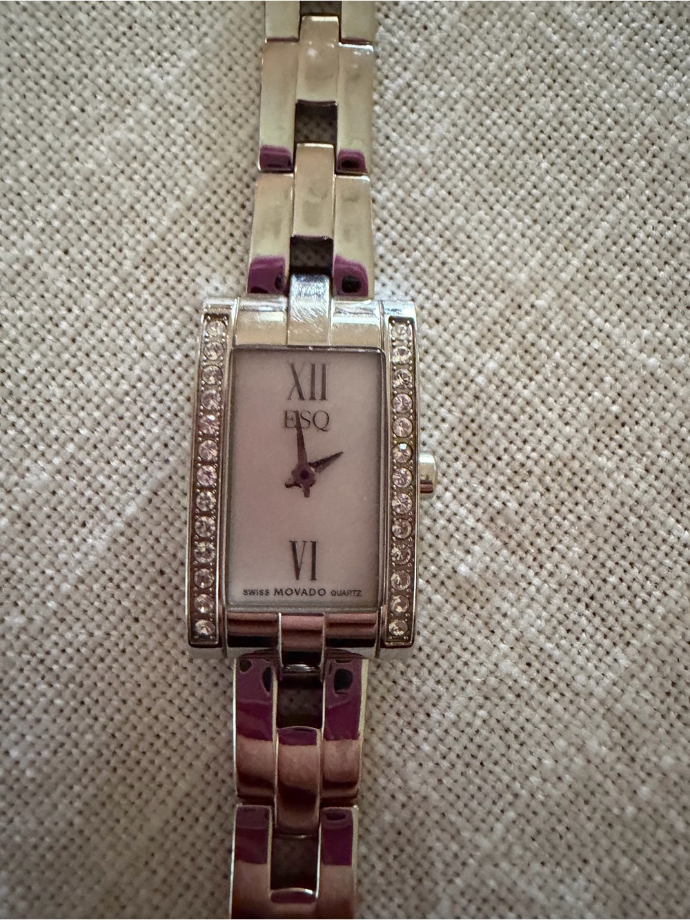 ESQ by Movado Women’s Silver Crystal-Accent Rectangle Bracelet Watch